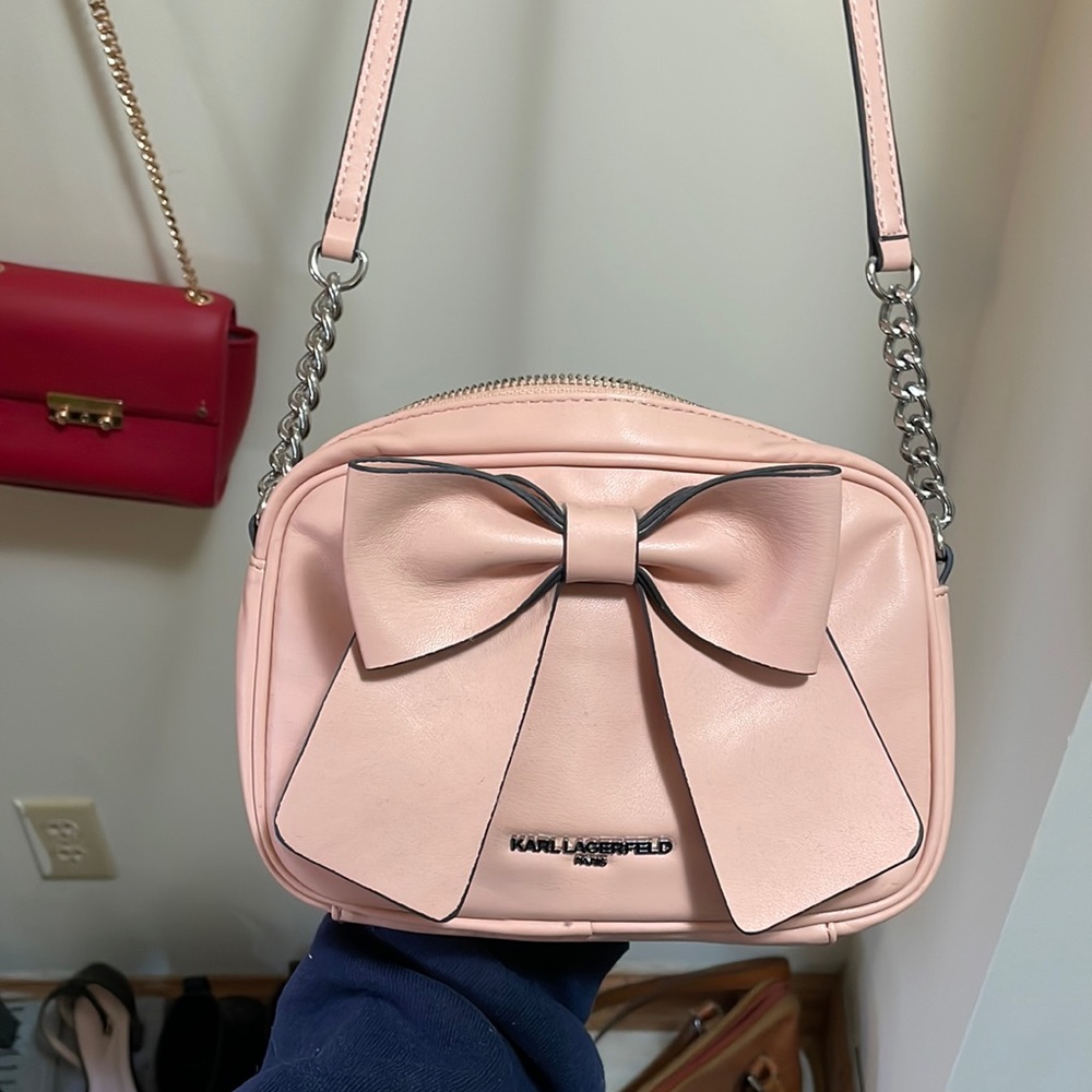 Lovely pink Karl Lagerfeld leather cross body bag